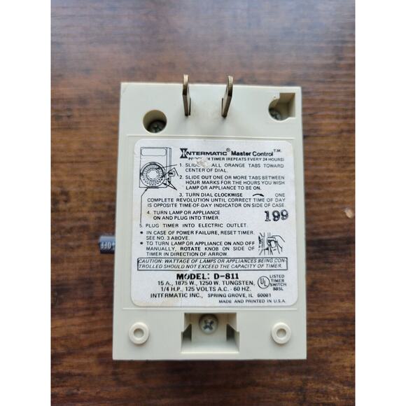 Intermatic Master Control 24 Hour Automatic Program Timer 2 Prong D-811 - works - Picture 4 of 6